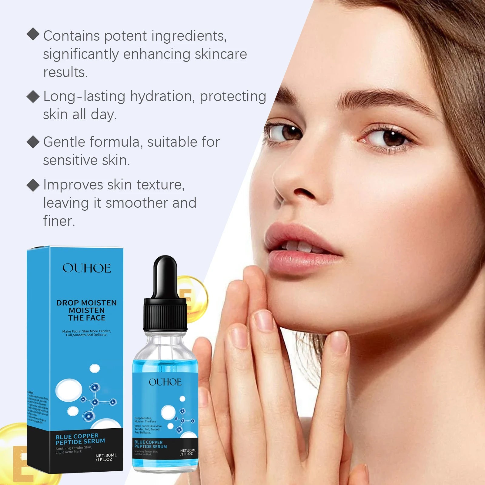 Copper Peptide Serum Shrink Pores Reduce Wrinkles Anti Aging Brightening Tightening Fine Lines Removal Repairing Facial Essence Oasis Select
