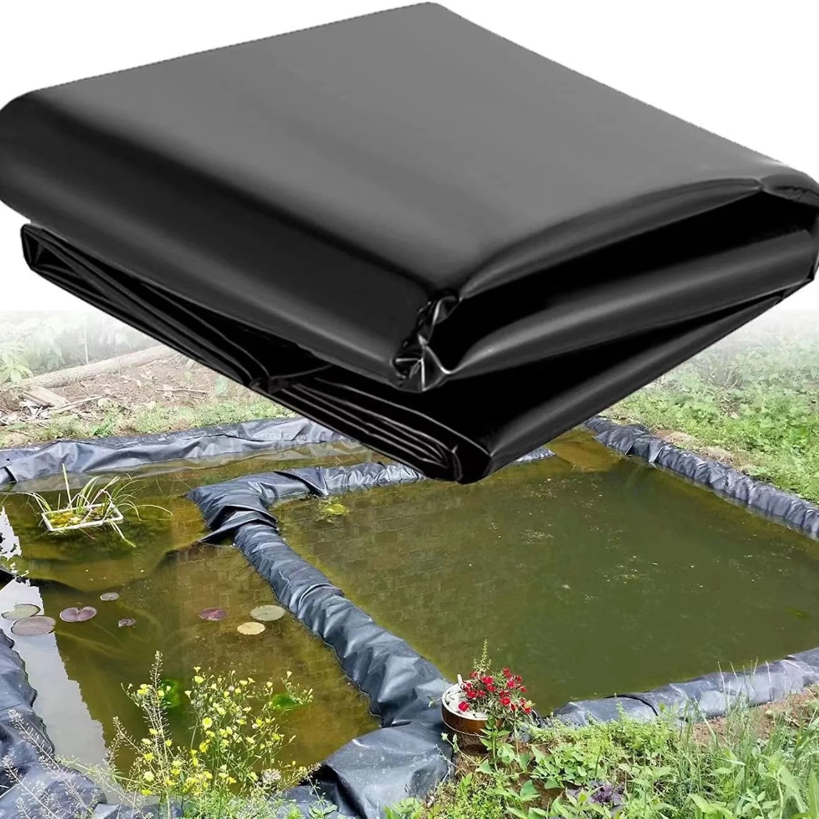 Fish Pond Liner Cloth Waterproof Gardens Pools Membrane Black Flexible Streams Fountains Reinforced Landscaping Pool Liner Oasis Select