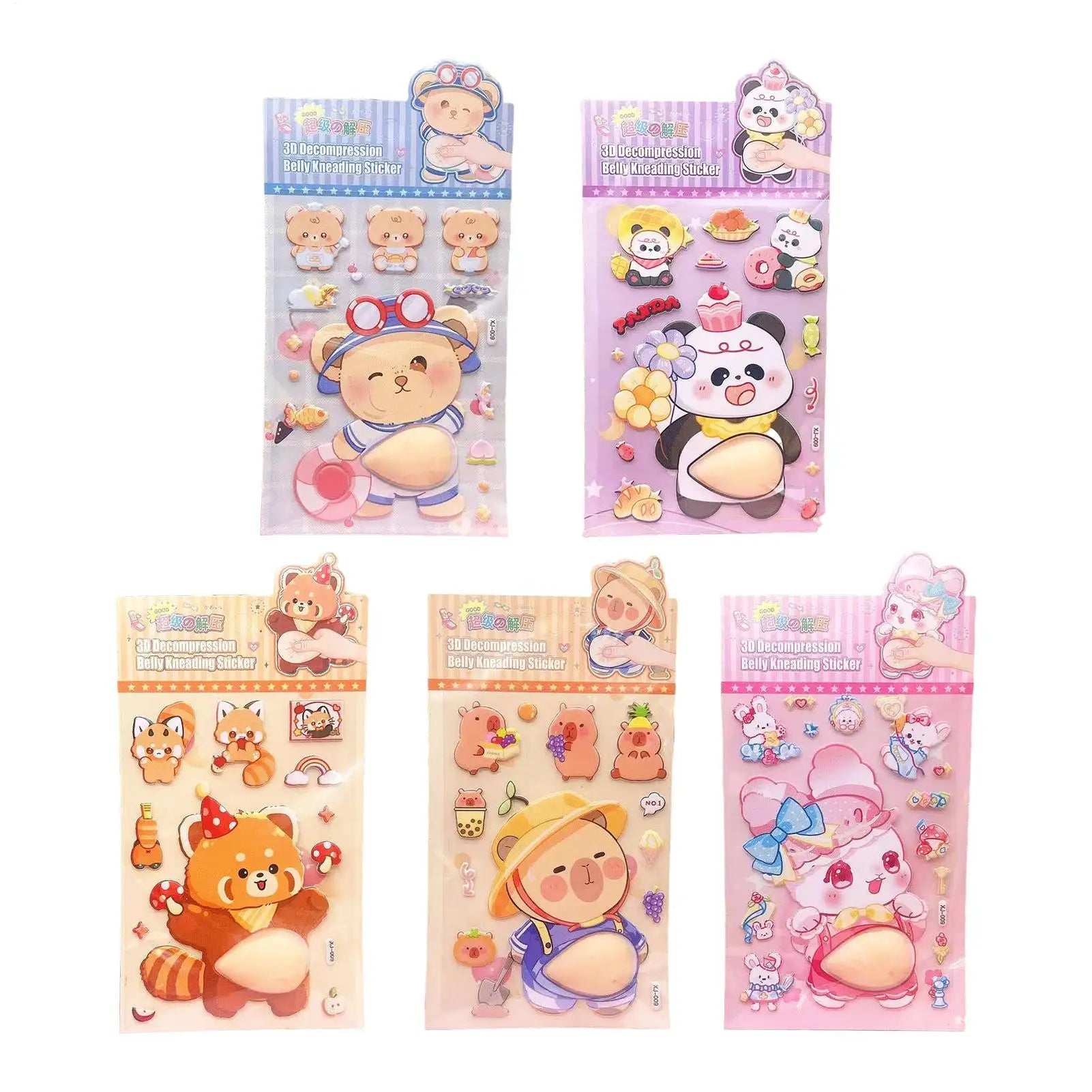 Squishy Stickers Cartoon Soft Cute Belly Pinching and Relaxation Stickers Rabbit Animal Panda Furong Skin 3D Stickers kids Gift Oasis Select