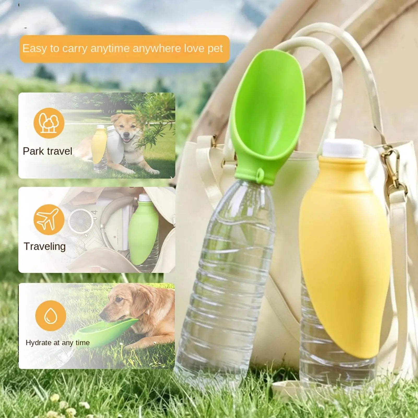 Leakproof Dog Travel Water Bottle Silicone Large Portable Pet Feeder Outdoor Drinking Bowl Puppy Cat Walking Feeding Supplies Oasis Select