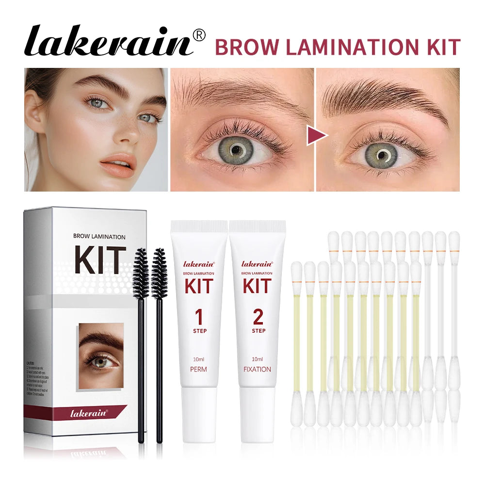 Lakerain Brow Lamination Kit Semi-Permanent Eyebrow Fixation Set Gentle Formula Instant Brow Lift Effect Eyes Makeup Tools Oasis Select SET 1
