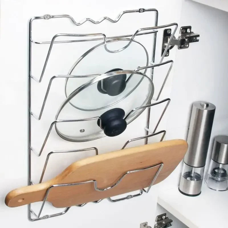 5-Layer Wall-Mount Stainless Steel Pot Lid & Kitchen Rack Kitchen Organizer Rack Oasis Select