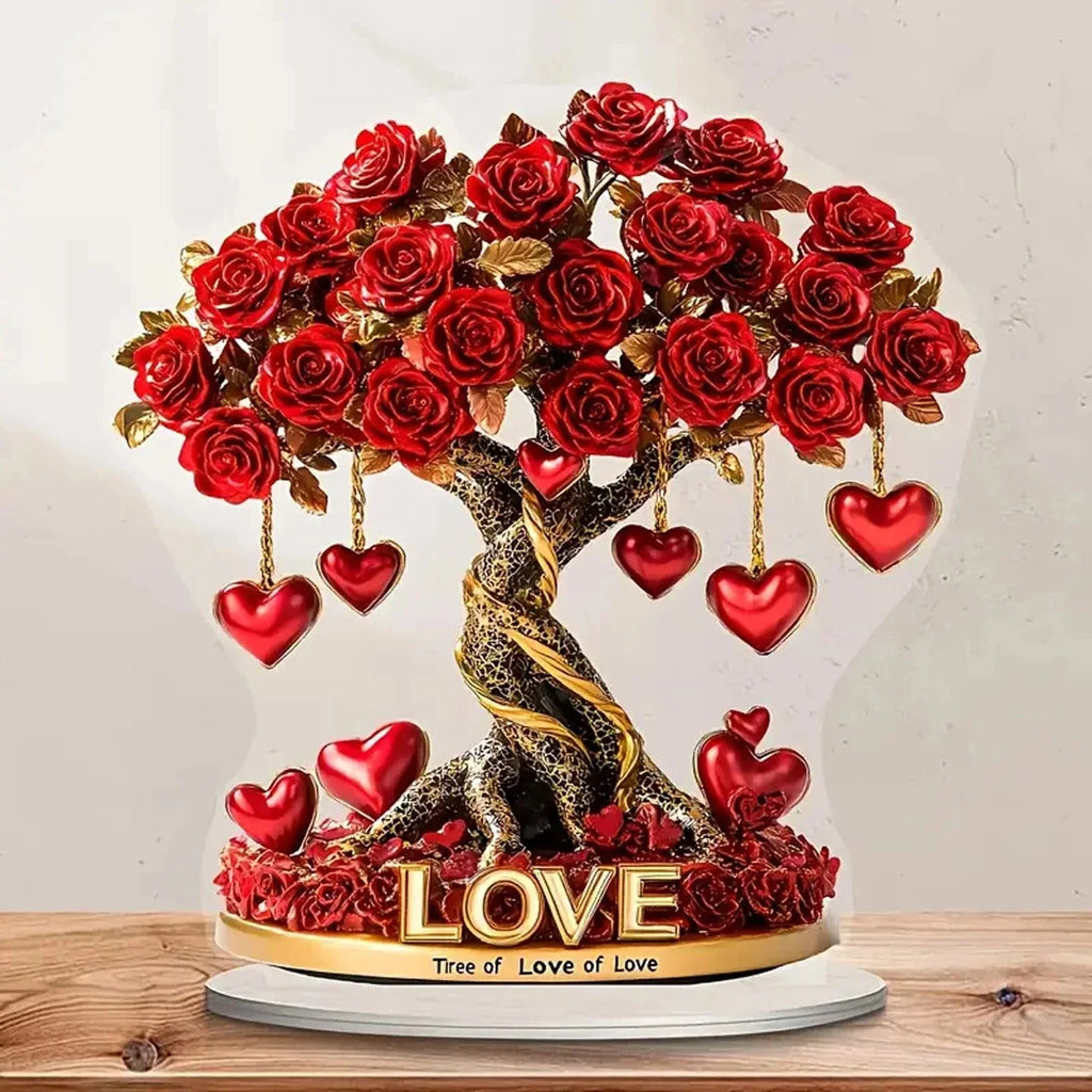 Valentine's Day Rose Heart Tree Acrylic Desktop Decoration Holiday Desktop Ornament Oasis Select