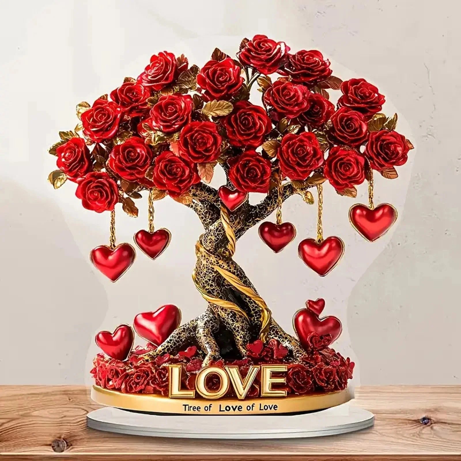 Valentine's Day Rose Heart Tree Acrylic Desktop Decoration Holiday Desktop Ornament Oasis Select