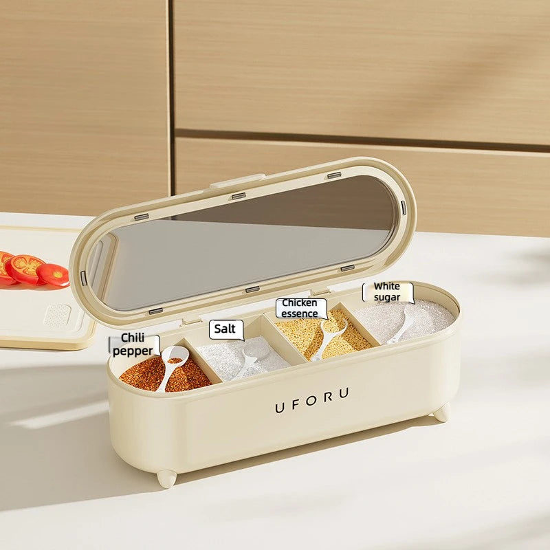 Kitchen for Homeall-in-one Multi-grid Seasoning Box with Spoon Food Grade Salt Seasoning Storage Box Moisture-proof Oasis Select