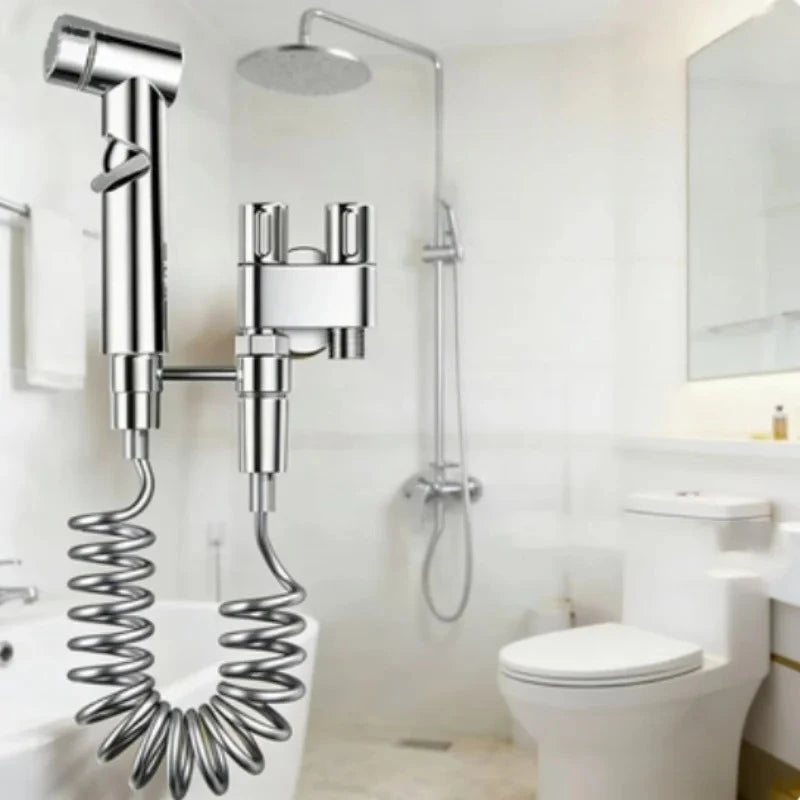 1 Inlet 2 Outlet Toilet Bidet Sprayer High Pressure Bathroom Faucet Household Toilet Companion Cleaning Tool Oasis Select