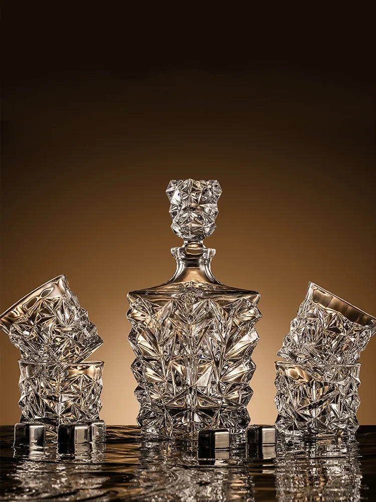 European thickened whiskey glass set large foreign wine glass crystal glass wine bottle creative wine set Oasis Select