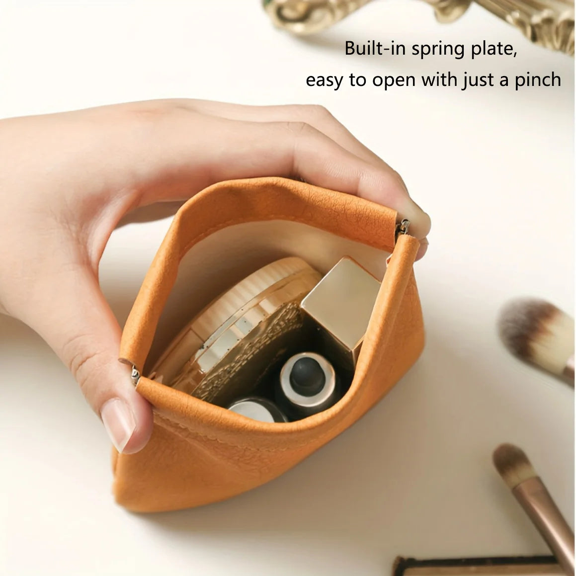 2pcs Fashion Simple Lipstick Makeup Bag Portable Mini Jewelry Handbag Travel PU Key Small Bags Women Girls Oasis Select