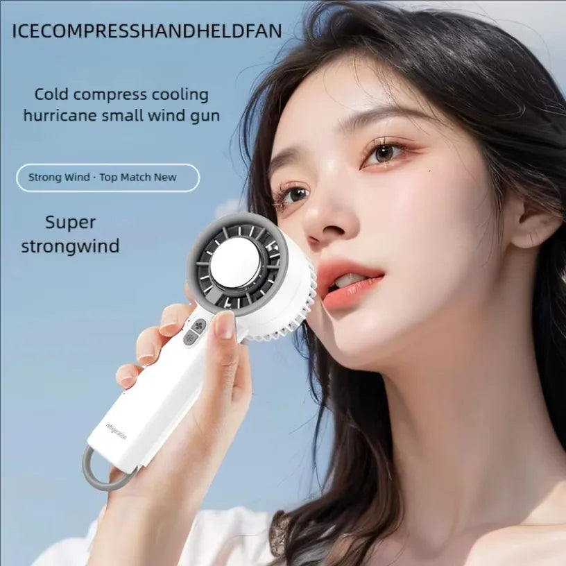 Portable Handheld Cooling Fan Semiconductor Ice Compress 3 Speeds USB Rechargeable Ultra Quiet for Home Office Outdoor Travel Oasis Select