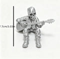 Rock Music Skeleton Guitar Player Statuettes Ornaments Rock Musician Ornaments Cool Home Desk Decor for Rock & Roll Lovers Gifts Oasis Select Guitar Skull Silver