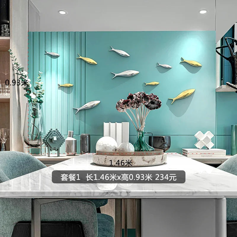 Living Room Wall Decoration TV Sofa Background Wall Pendant Decoration Relief Wall Decoration Fish Room Decor Oasis Select Package 1
