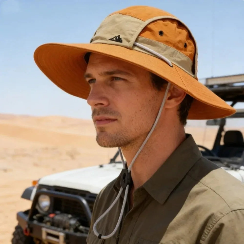 Unisex Large Brim Fisherman Hat Breathable Quick Drying Visor Cap Lightweight Foldable Sun Protection Hat Oasis Select