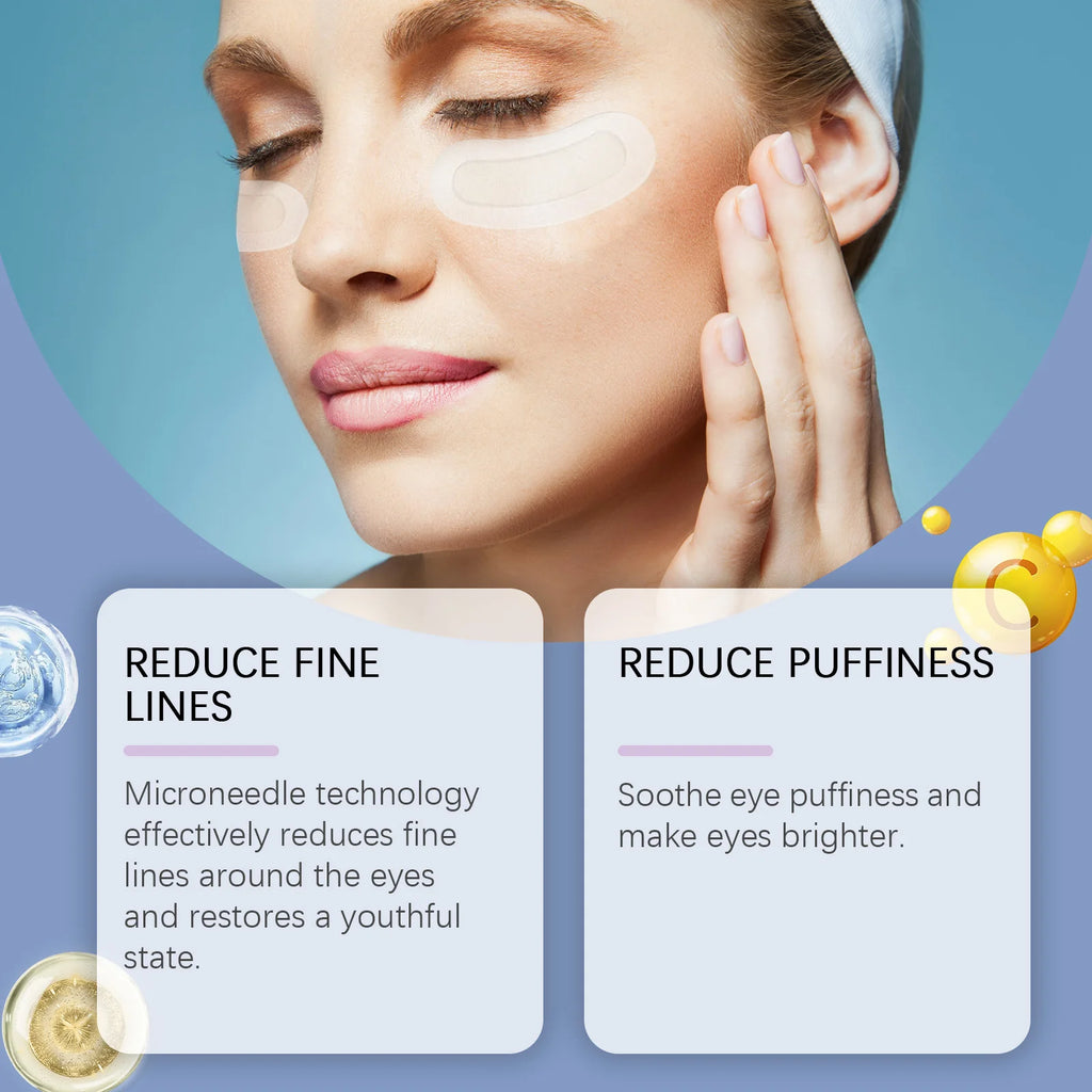 0.25mm Hyaluronic Acid Microneedle Patches Reduce Dark Circles Improve Eye Bags Puffiness Hydrating Anti-Aging Eye Care Oasis Select