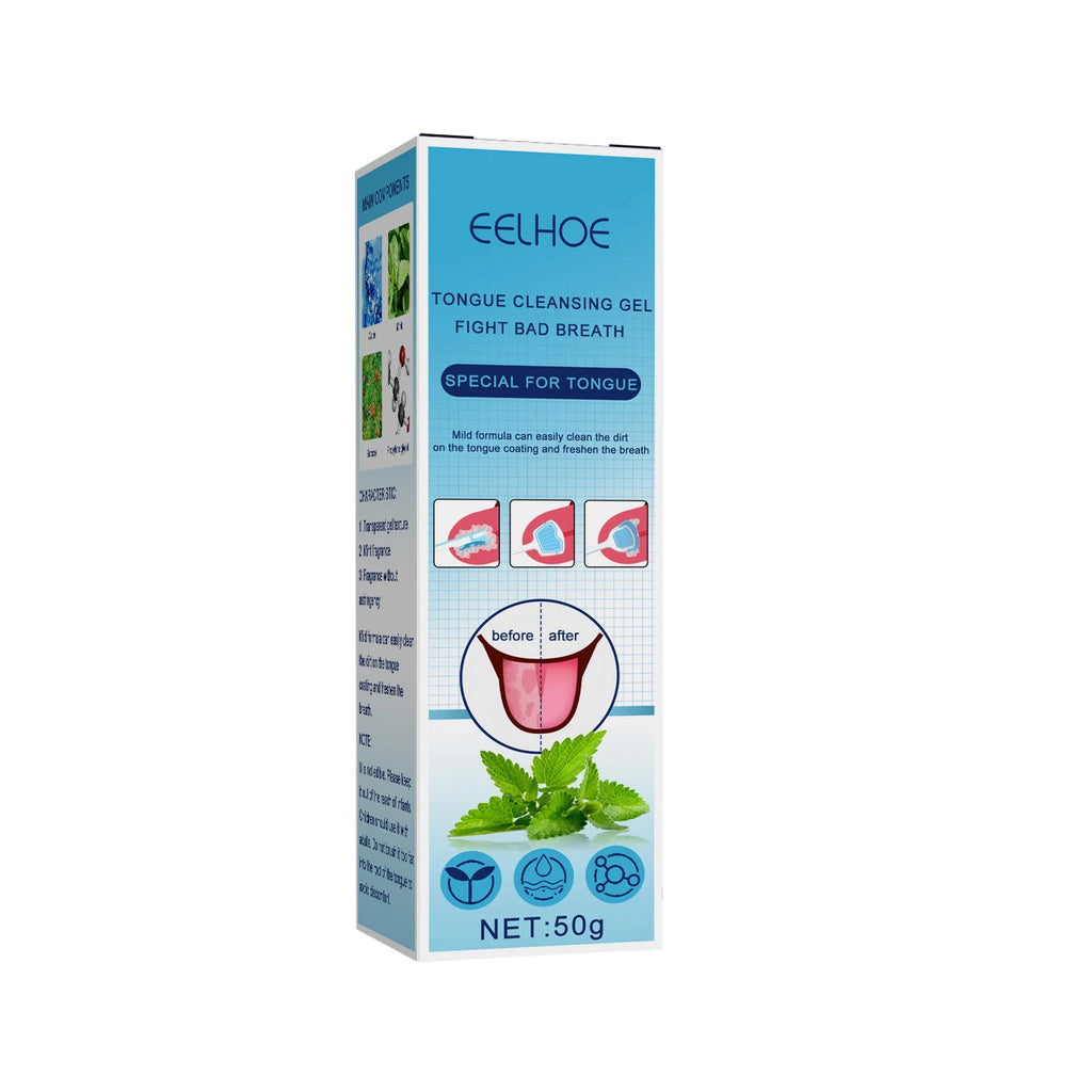 Tongue Cleansing Gel With Brush, Tongue Cleaning, Mouth Care, And Freshen Your Oral Hygiene 50g(1. 76oz) Oasis Select green