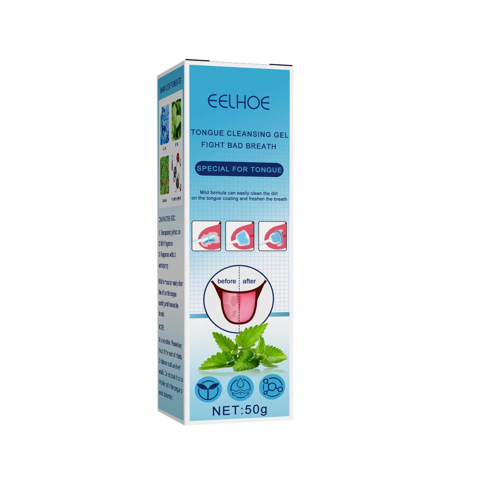 Tongue Cleaning Gel with Brush – Fresh Breath Oral Care 50g Tongue Cleaning Kit Oasis Select green