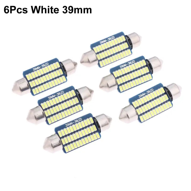 6PCS C5W LED Bulbs Canbus Festoon LED For Car Interior Dome Trunk License Plate Lights 12V 300LM 6500K White Oasis Select A3