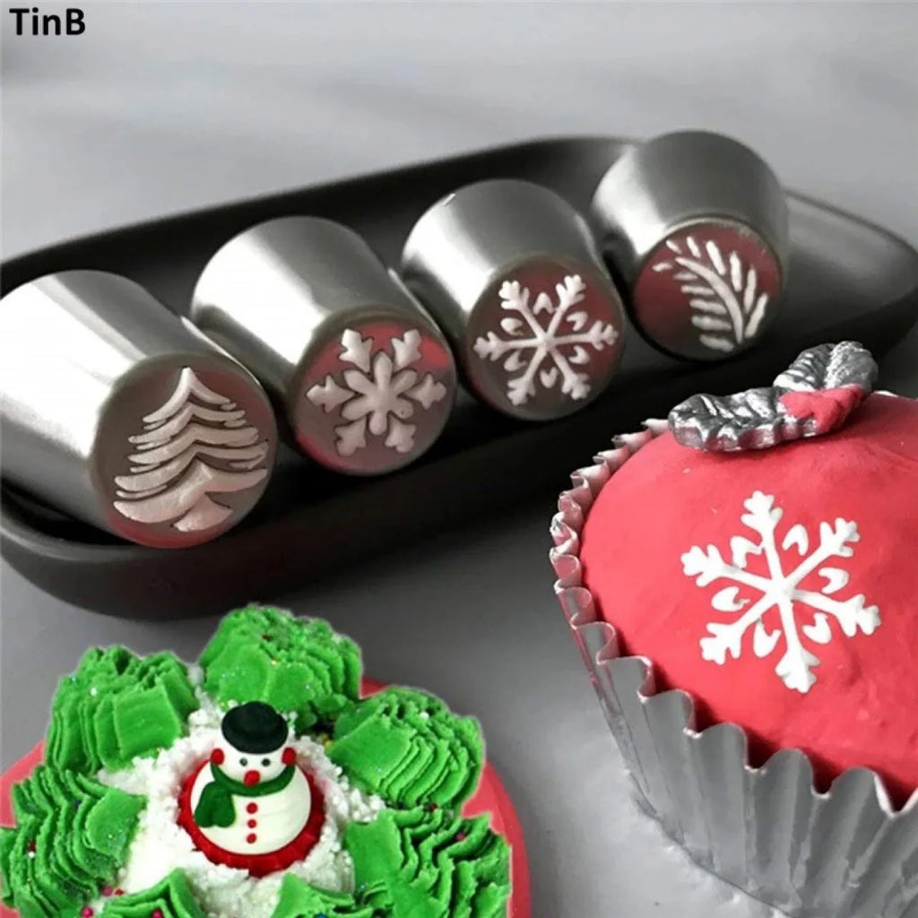 Stainless Steel Christmas Cream Cake Icing Piping Nozzles Set Tree Snowflake Cupcake Decorating Flower Mouth Pastry Baking Tools Oasis Select