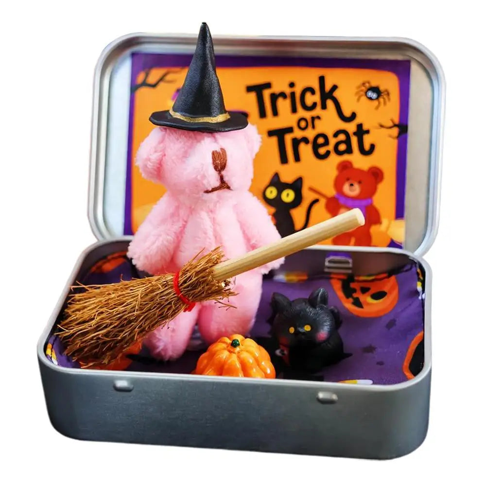 Cute Witch Teddy Bear in a Box – Halloween Plush Gift