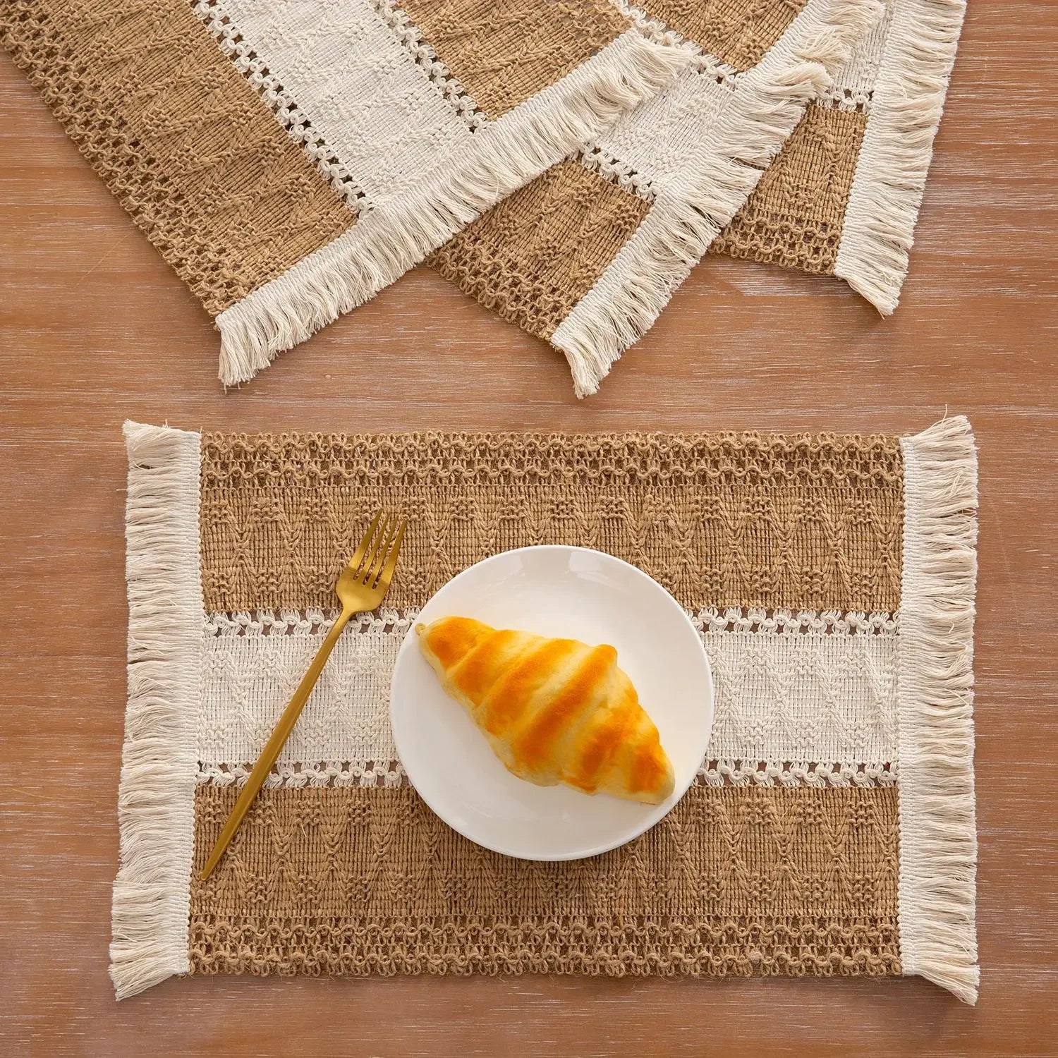 Boho Placemats Macrame Table Decor Natural Cotton Burlap Farmhouse Placemats Home Dining Weddings Home Kitchen Decor Oasis Select