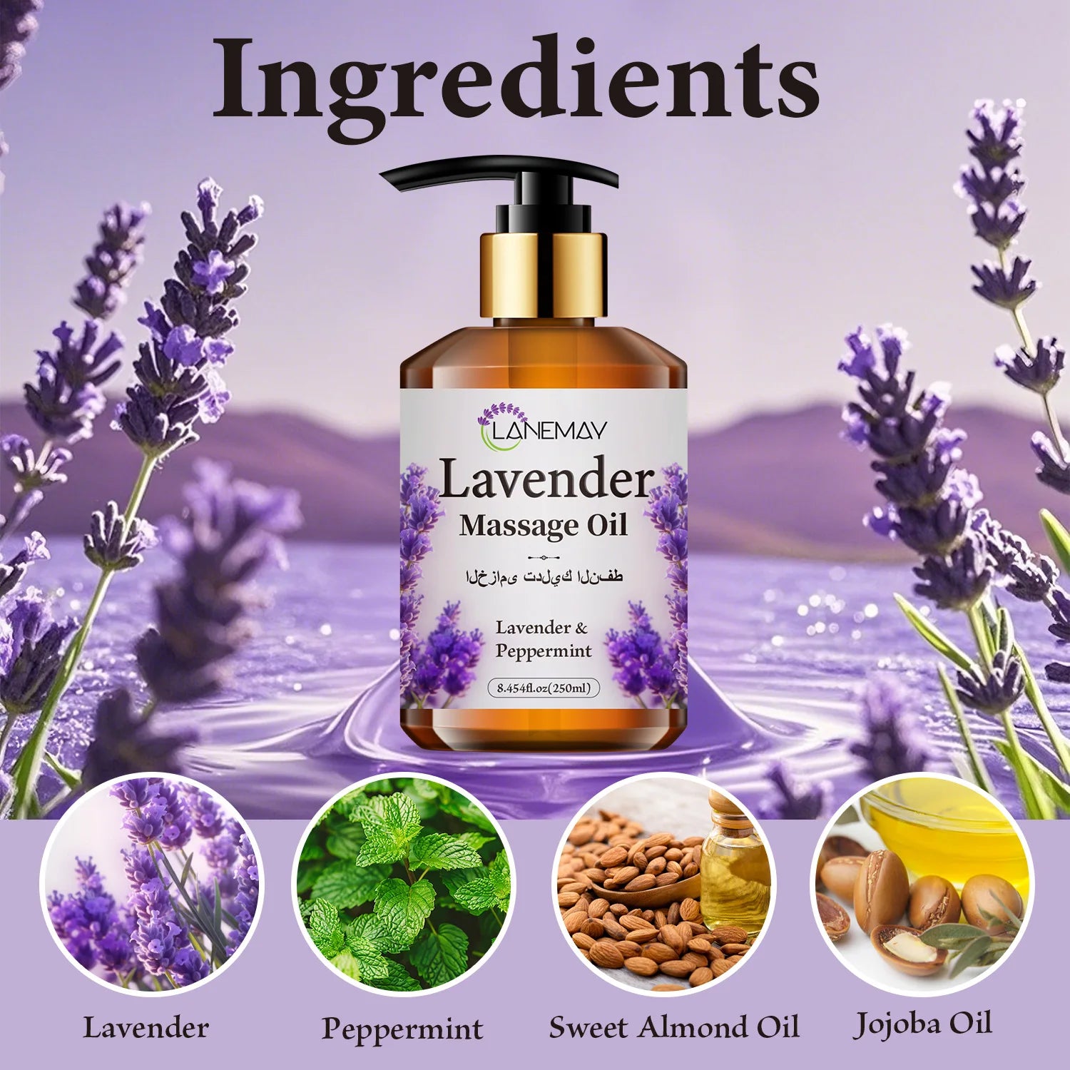 2-Pack Lavender & Peppermint Massage Oil 500ml – All Skin Types