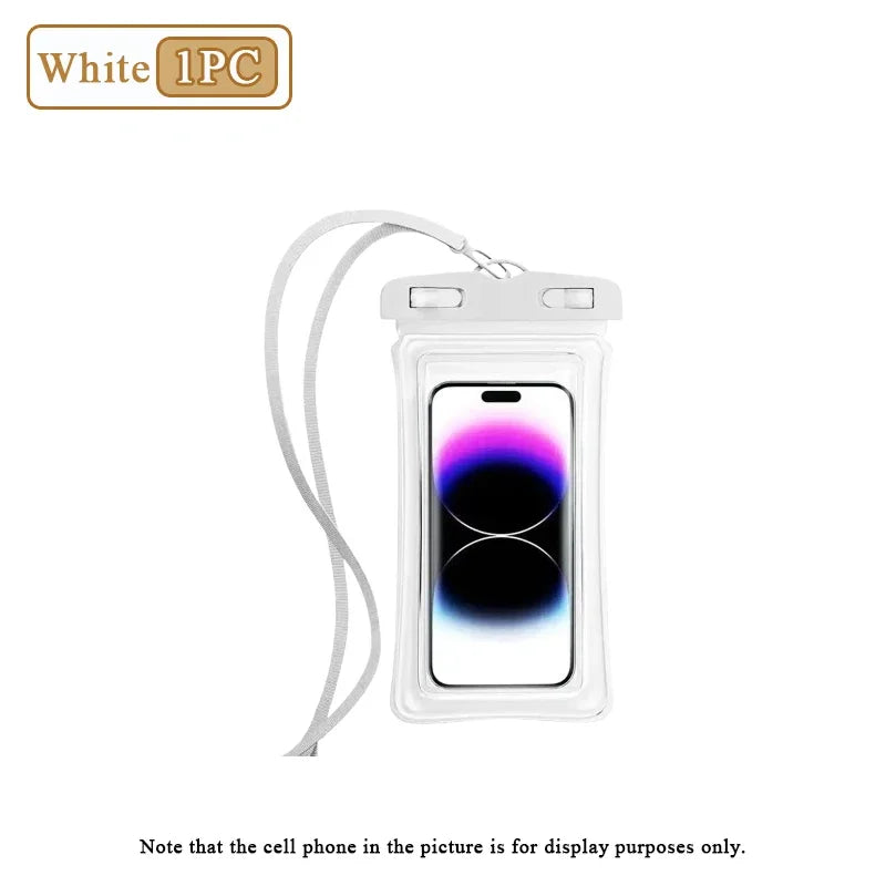 1-20PCS High Transparency Waterproof Phone Pouch with Air Cushion Floating Touch Screen Compatible for Swimming Rafting Beach Oasis Select White-1PC
