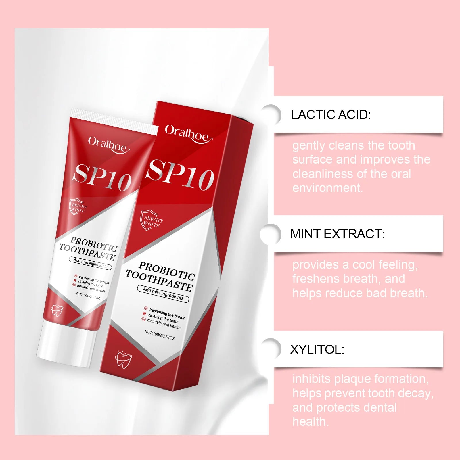 Sp-10 Probiotic Toothpaste Remove Plaque Stains Fresh Breath Whitening Tooth Oral Hygiene Clean Teeth Care Product 100g/200g Oasis Select