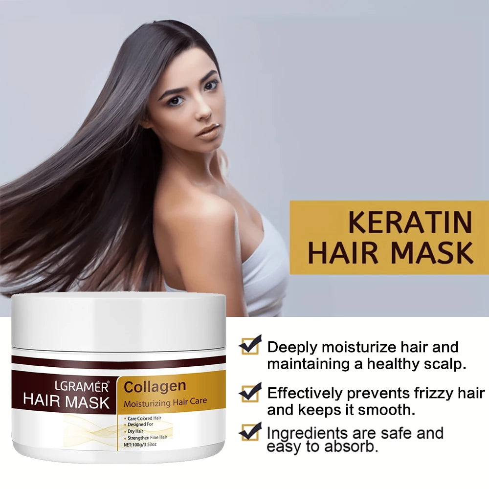 Keratin Collagen Hair Mask – Repair Dry Frizzy Damaged Hair Hair Treatment Mask Oasis Select 100g