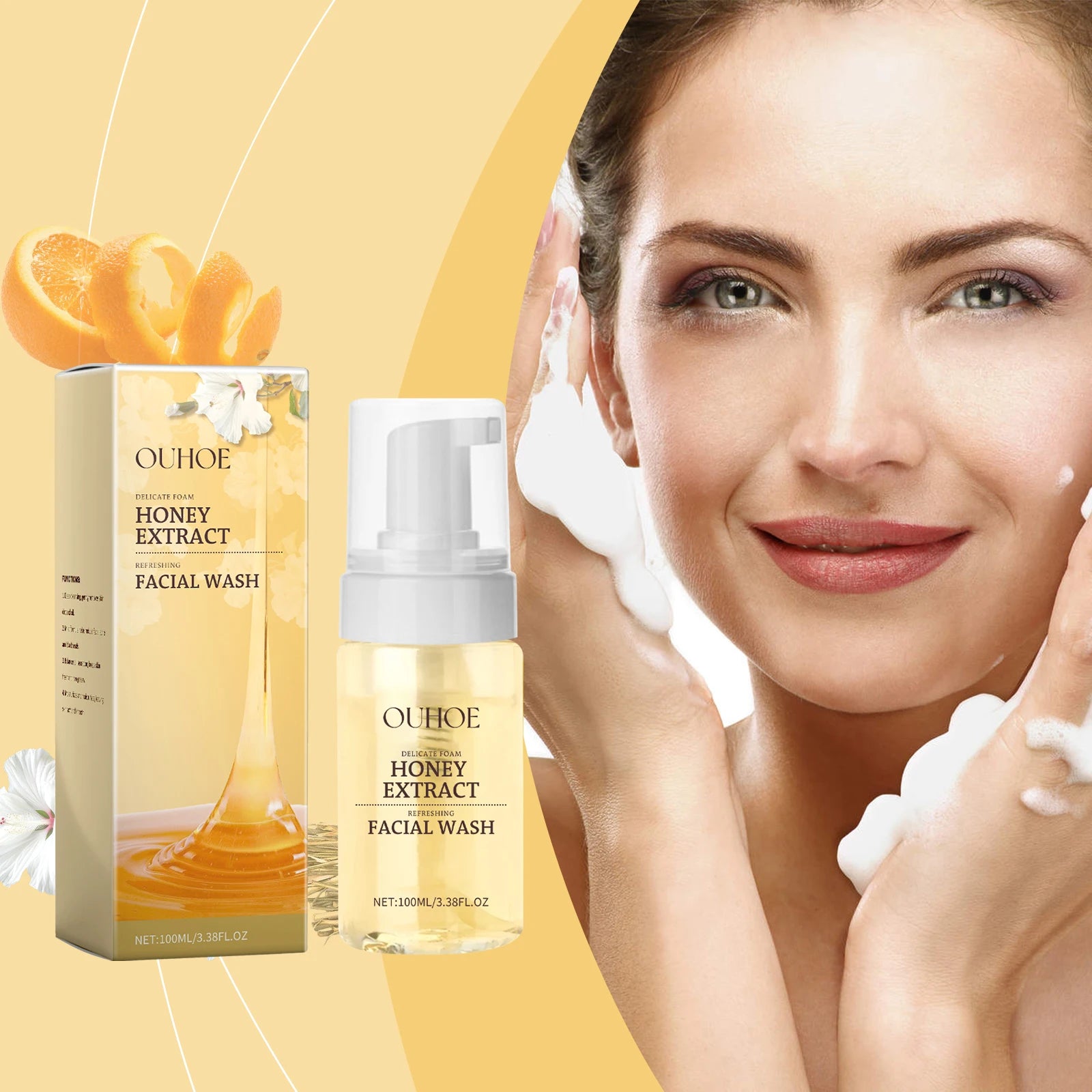 Gentle Honey Foam Face Wash Gentle Cleansing Skin Hydrating Fresh Oil Control Foaming Facial Cleanser Daily Skincare Oasis Select