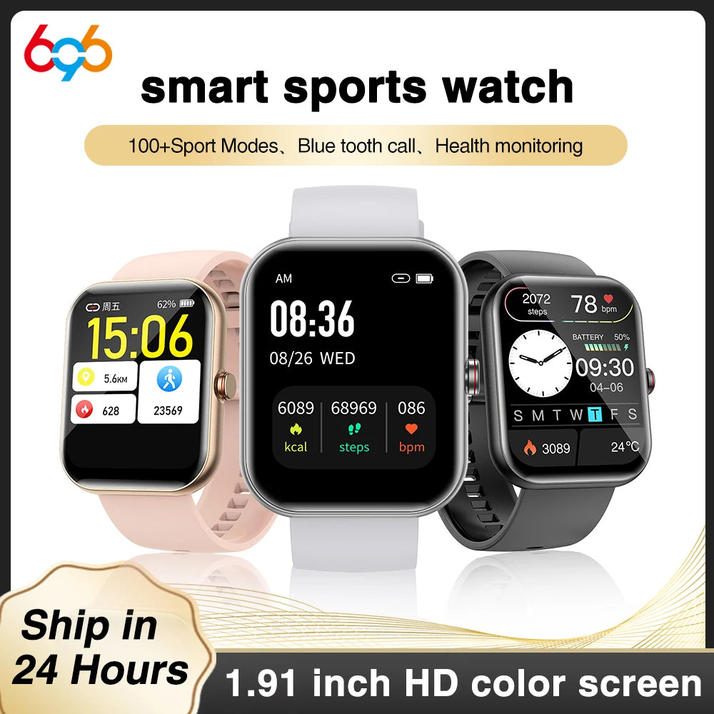 Smart Watches Women Waterproof SOS 1.91 Inch BT Call Smartwatch Men Health Monitoring AI Voice Assistant Sports For IOS Android Oasis Select