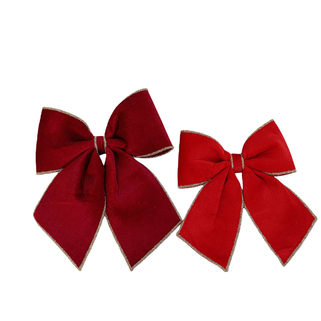 Red Velvet Gold-Edged Christmas Bow Christmas Tree Hanging Ornament Christmas Decorations Christmas Tree Decorations Oasis Select