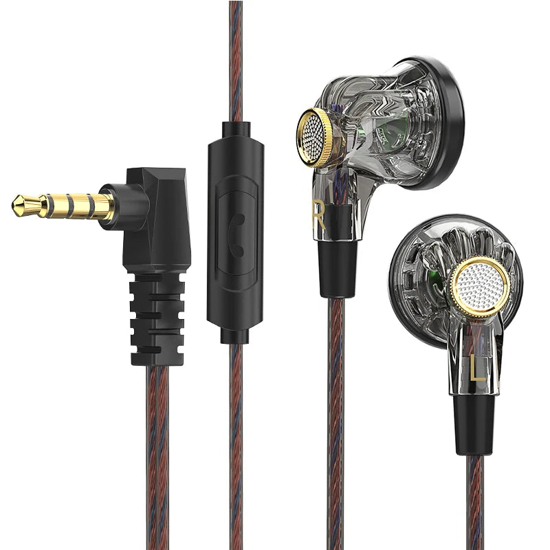 QKZ MDR Flat-Head Headphones 16MM Large Dynamic HIFI Bass Sport Earbuds Music Wired Earphones 3.5MM AUX Headset In Ear With Mic Oasis Select Black