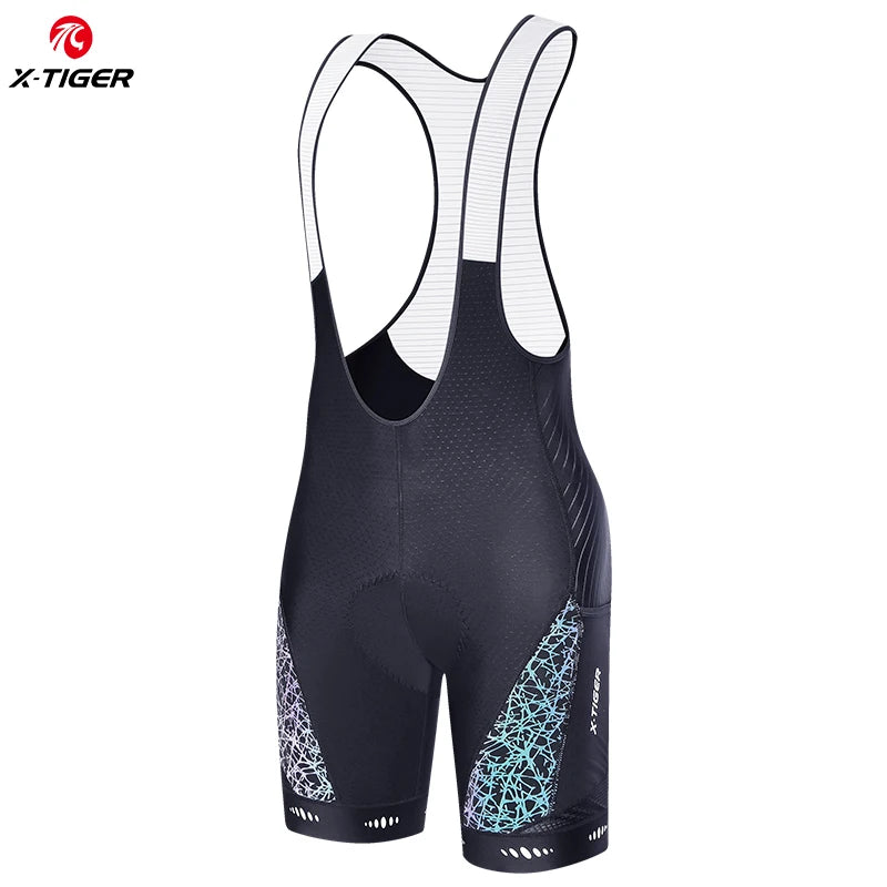 X-TIGER Cycling Bib Shorts 5D Gel Pad Mountain Bike Shorts Bretelle Pockets Outdoor Breathable UPF50+ Bike Tight Bicycle Shorts Oasis Select Cycling Bib Shorts Europe-XXXL