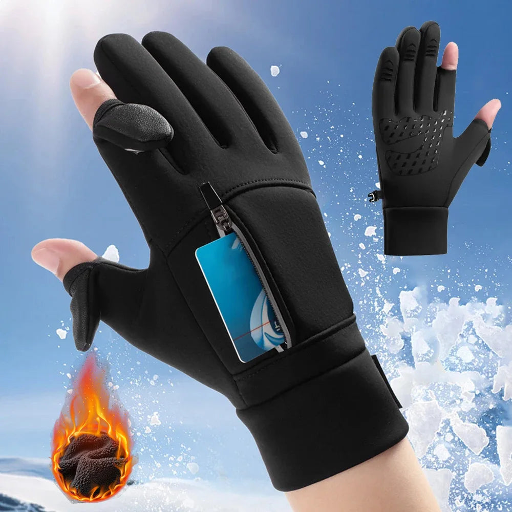 Winter Warm Touchscreen Gloves Unisex Windproof Waterproof Cycling Gloves Flip-Finger Design Skiing Fishing Hiking Gloves Oasis Select