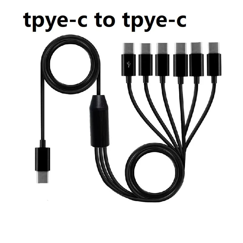 6 In 1 USB Type C Micro Splitter Cable USB C to 2 6 Type C Data Sync Charing Cable Connector Adapter Cable For Phone Tablet Pad Oasis Select Type C To 6 Type C 1.5m
