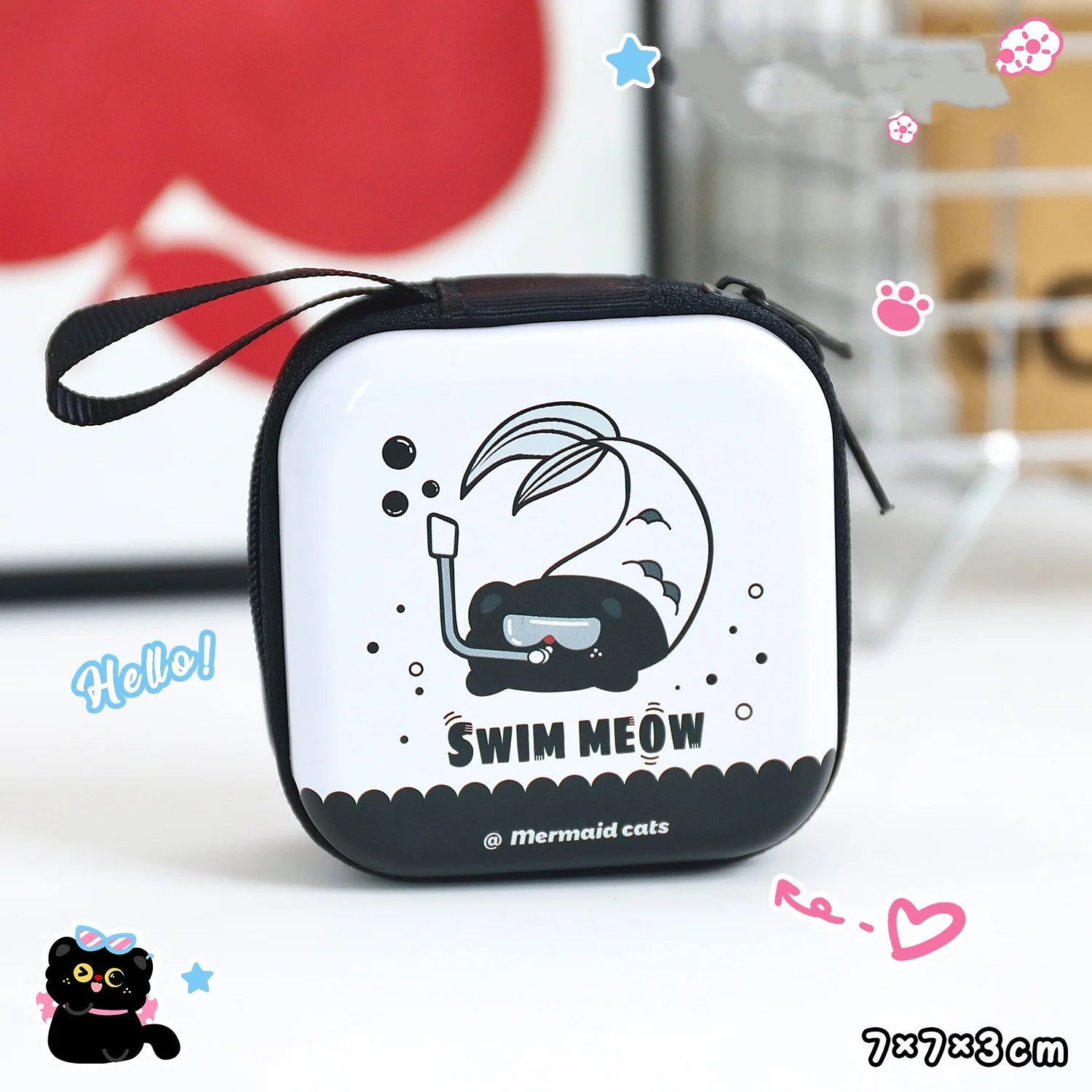 Cute Cat Tinplate Coin Purse | Mini Storage Box for Keys & Earbuds