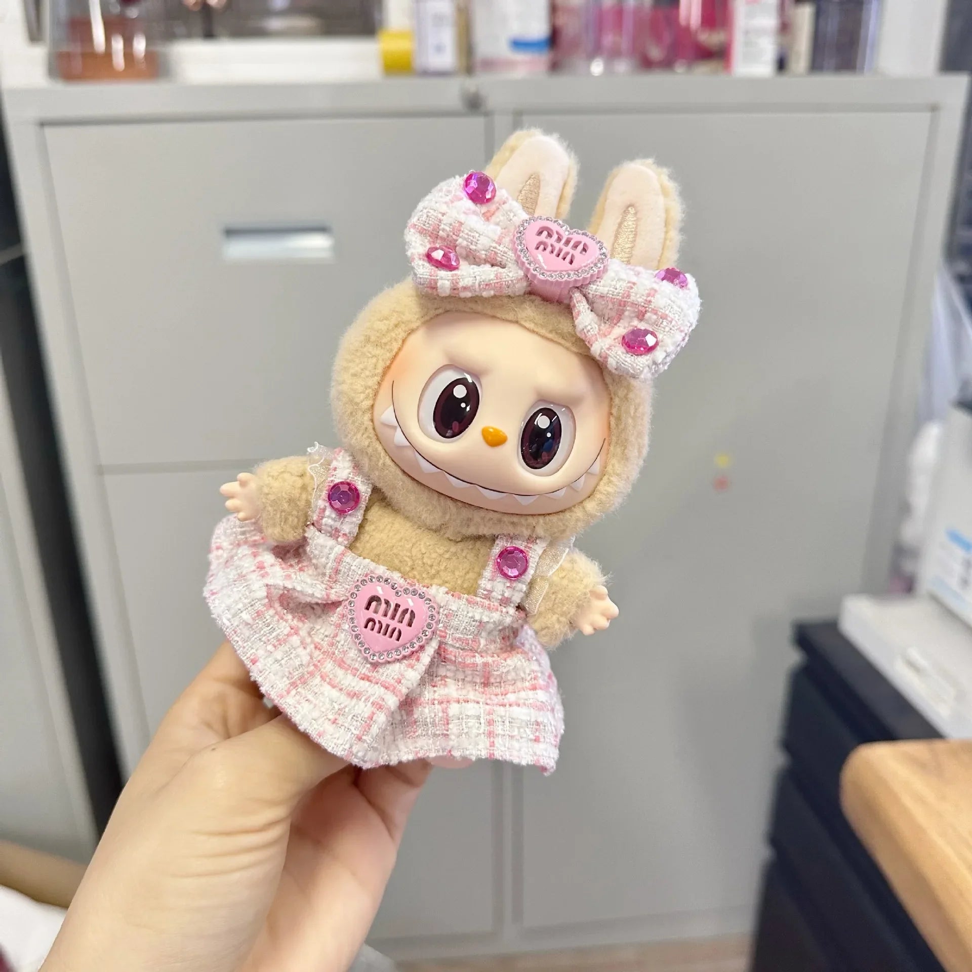 17cm Mini Plush Doll'S Clothes Outfit Accessories For Korea Kpop Exo Labubu Idol suit Clothing Gift，Only clothes and no dolls Oasis Select 2pcs set pink A