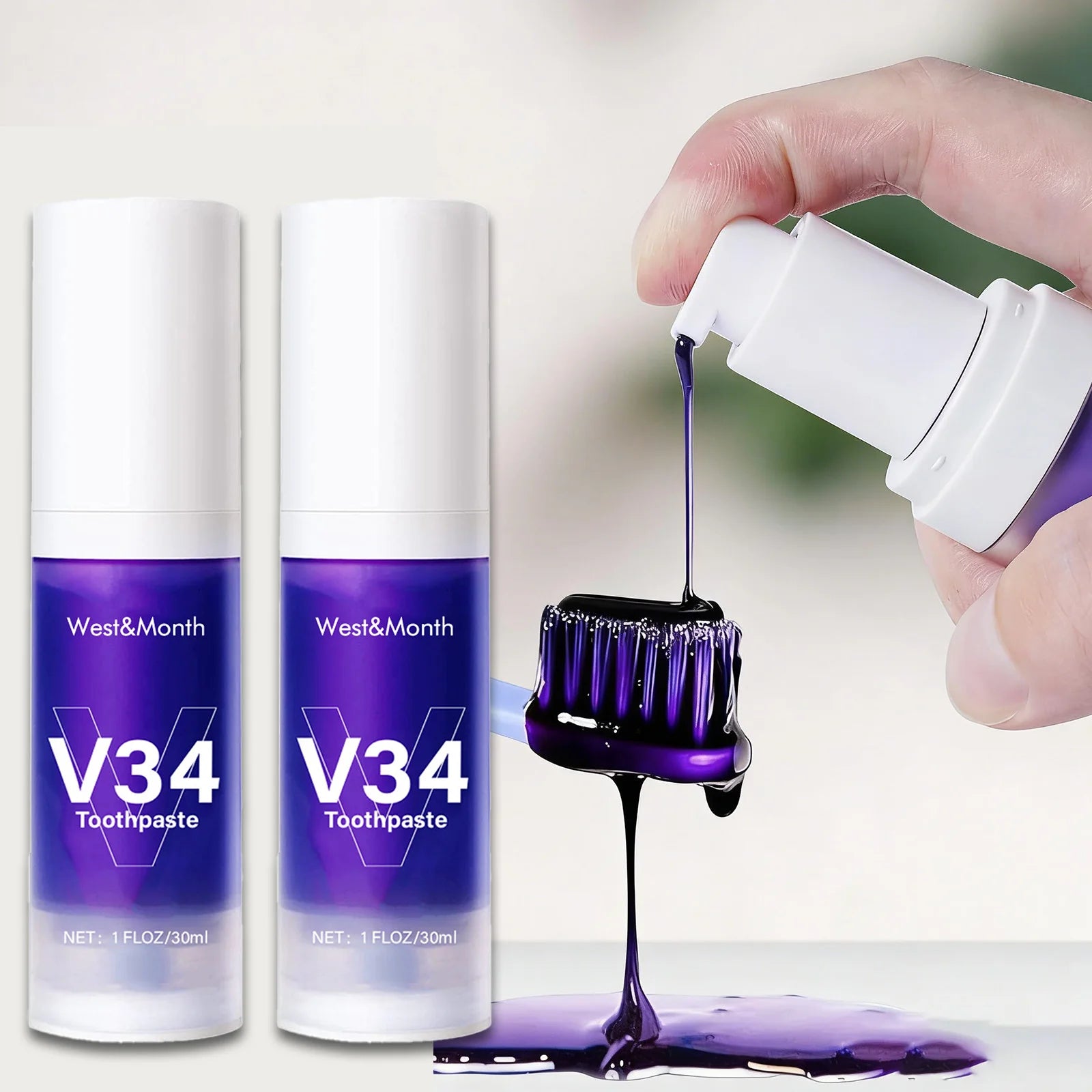 V34 Whitening Toothpaste 30ml – Stain Removal & Fresh Breath