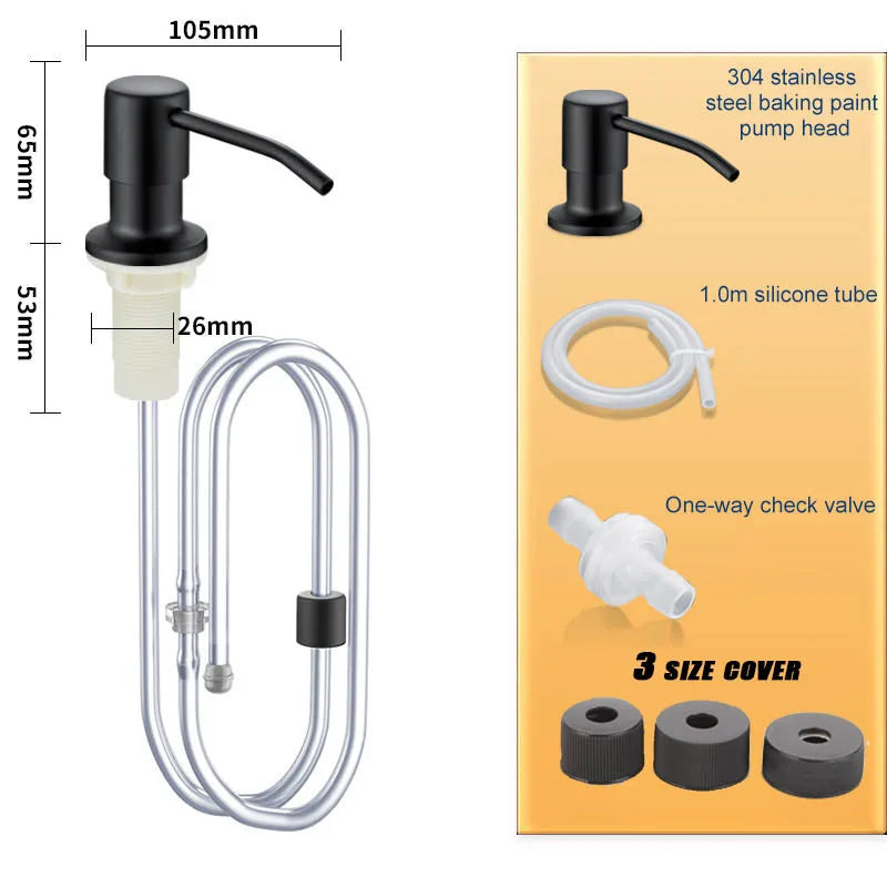 2PCS Stainless Steel Liquid Soap Dispenser Pump Kitchen Sink Hand Pressure Liquid Dispenser Kitchen Hardware Accessories Oasis Select Black B set