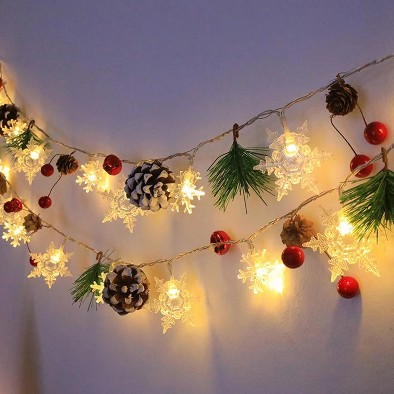 WISH 20 Leds Snowflake String Fairy Lights Battery Powered Christmas Tree Holiday Garland New Year Bedroom Decoration Oasis Select
