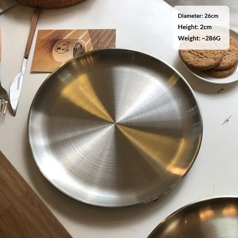 Stainless Steel Round Serving Tray | Rustproof, 6 Sizes