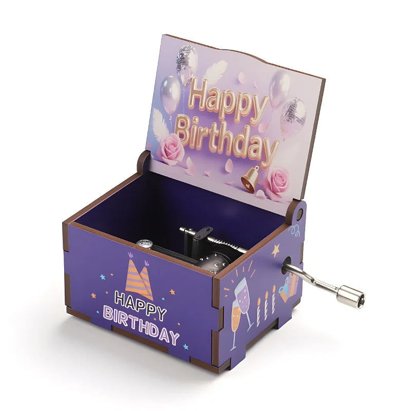 Hot selling Birthday Series Art Six sided Painted Hand cranked Music Box Birthday Gift for Friends Home Decor Oasis Select 1