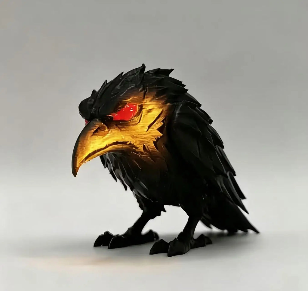 3D Printed Gothic Raven Statue for Halloween Weird Dark Art Crow Figurine Indoor Home Tabletop Desktop Aesthetic Decor Ornament Oasis Select