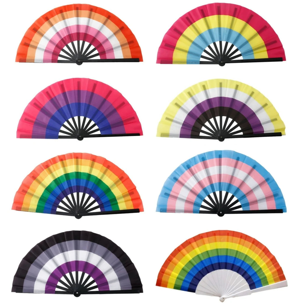 Rainbows Folding Fan Colourful Fan LGBTs Gay Pride Party Summer Cooling Fan Music Festival Women Men Props Lightweight Oasis Select