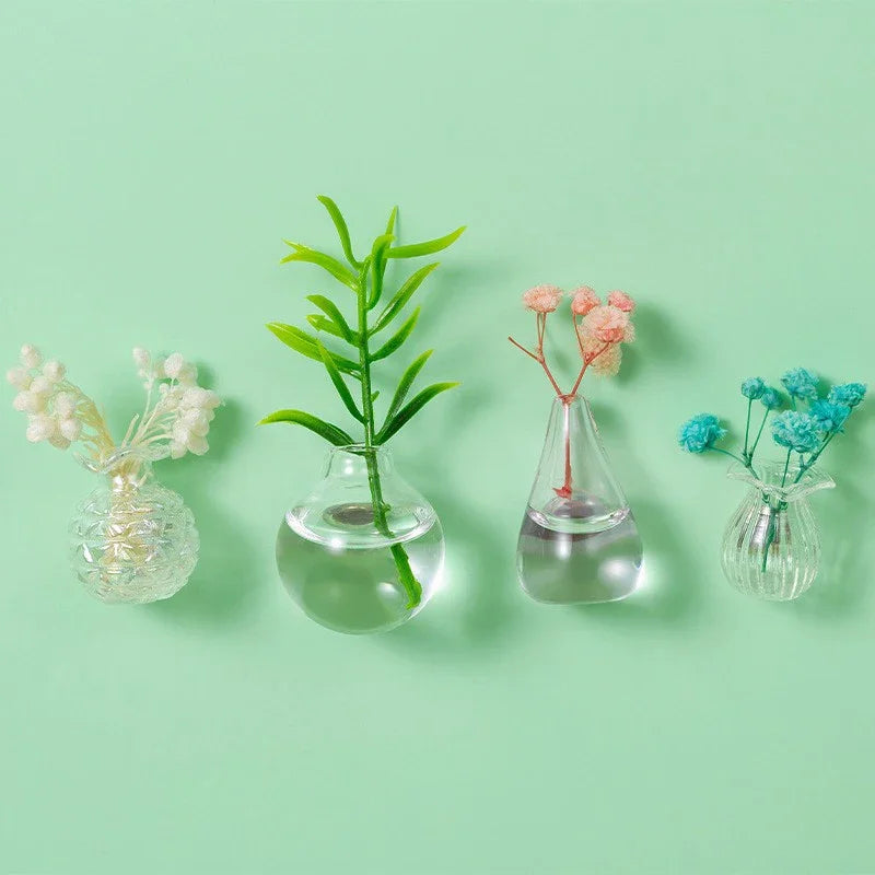 DIY Mini Glass Vase Fridge Magnet Porcelain Flower Plant Message Sticker Green Kitchen Decor Gift Oasis Select
