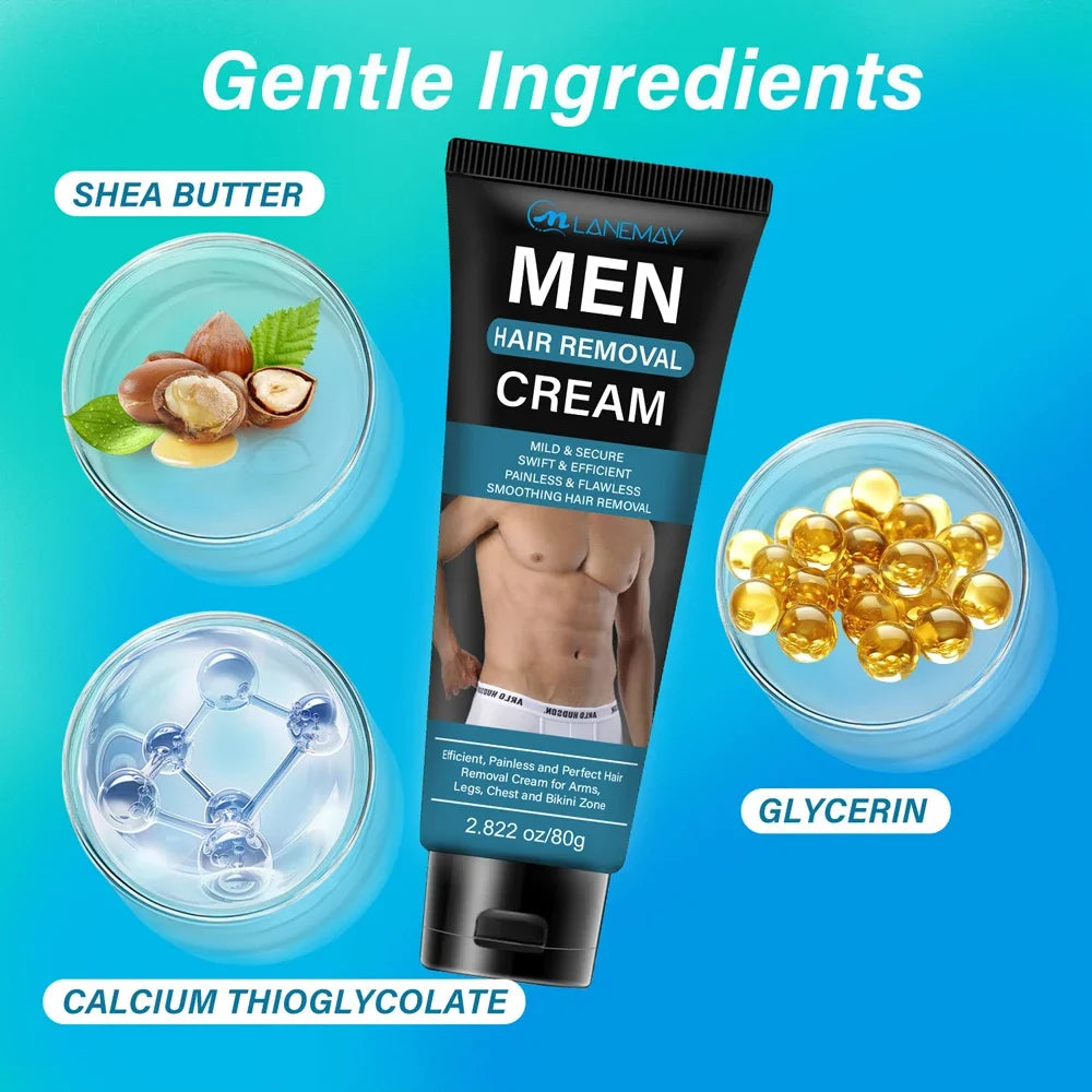 Men's Hair Removal Cream Sensitive Formula Gentle Remove Body Hair Fast Effective Intimate Areas Painless Men's Depilatory Cream Oasis Select