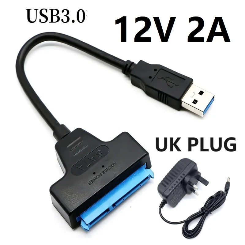 USB 3.0 to Sata III Cord SATA to USB 3.0 Cable Up to 6 Gbps for 3.5 2.5 Inch External HDD SSD Hard Drive SATA 3 22 Pin Adapter Oasis Select UK Plug