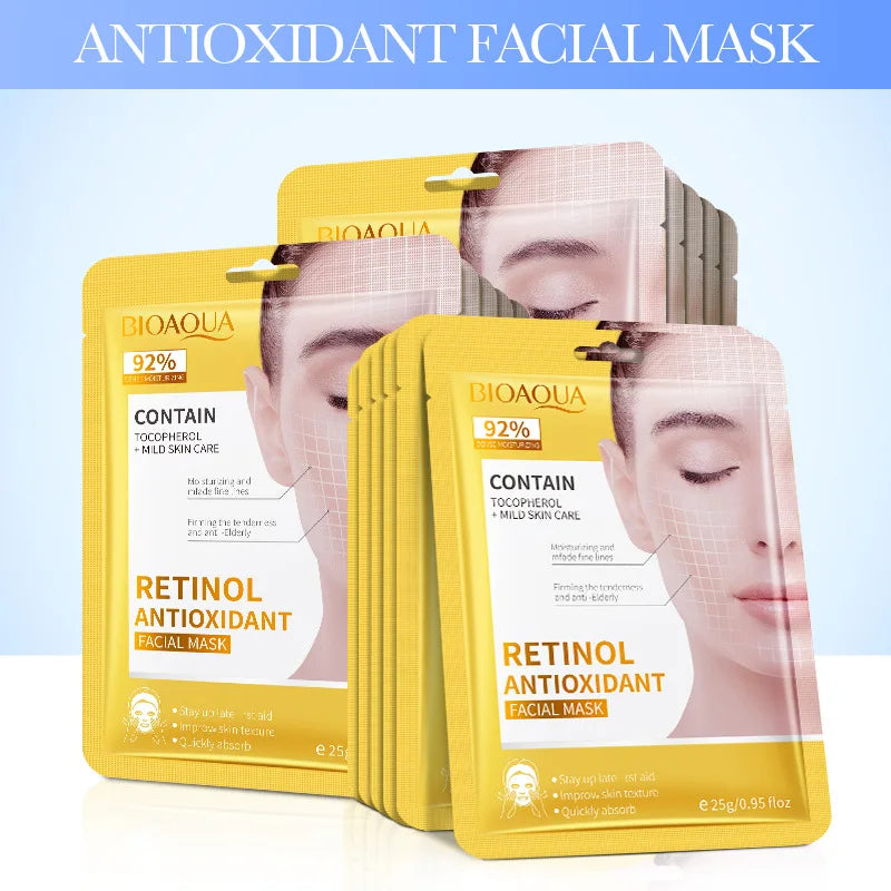 BIOAQUA 10-Pack Hyaluronic Acid Retinol Collagen Face Masks Facial Sheet Mask Oasis Select Retinol10p