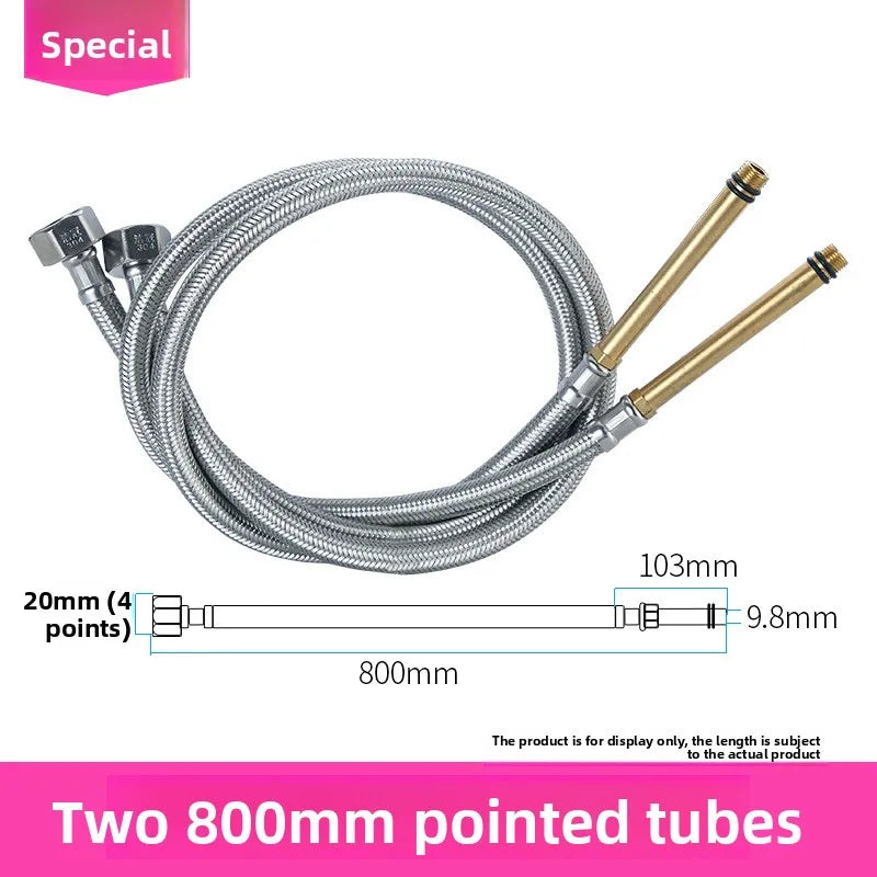 2pcs 1/2'' Stainless Steel Nylon Braided Tube Pipe Hose Silicone Plumbing Thermoresistant Tap Basin Faucet Sink Kitchen Bathroom Oasis Select 80cm 2pcs long