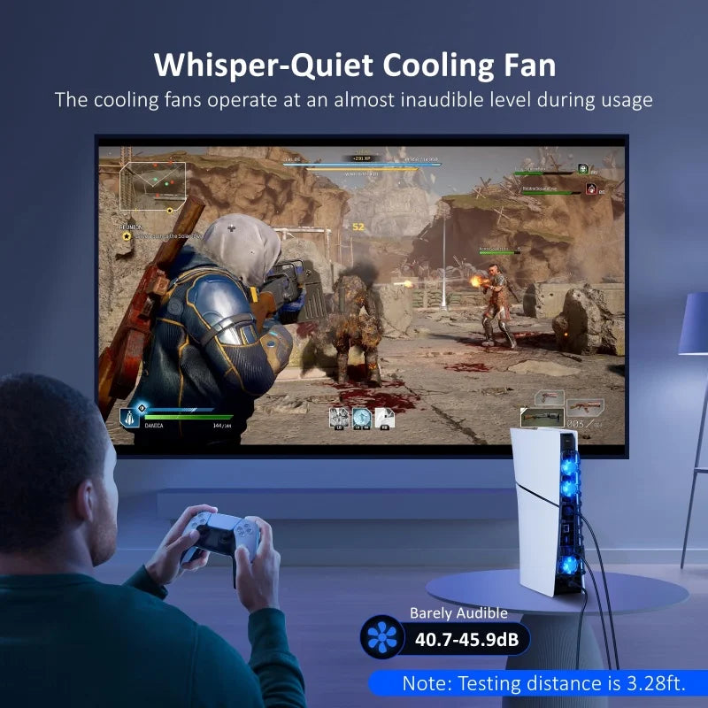 PS5 Slim Cooling Fan – 3-Fan USB Cooler, 3-Speed Adjustable