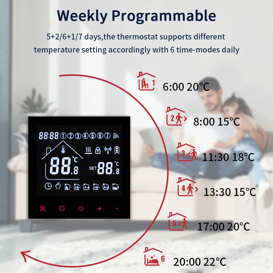 Tuya WiFi Smart Thermostat LCD Touch – Alexa & Google Home Smart Thermostat Oasis Select